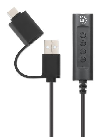 Miniatura 3 de Divisor audio Manhattan 153560 USB-C & USB-A a USB-A & 3.5 mm, 1 m, Negro