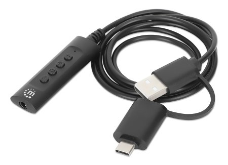 Miniatura 2 de Divisor audio Manhattan 153560 USB-C & USB-A a USB-A & 3.5 mm, 1 m, Negro