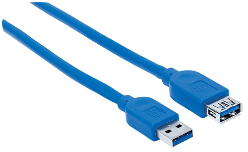Miniatura 5 de EXTENSOR Manhattan 325394 1 m, USB A a USB A, Macho/Hembra, 5000 Mbit/s, Azul
