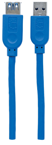 Miniatura 3 de EXTENSOR Manhattan 325394 1 m, USB A a USB A, Macho/Hembra, 5000 Mbit/s, Azul