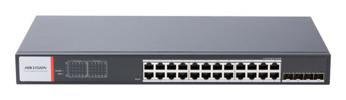 Switch Hikvision DS-3T1528HP-SI-24P4F Gestionado, RJ-45 24, Gigabit Ethernet (10/100/1000), 24 POE, Negro