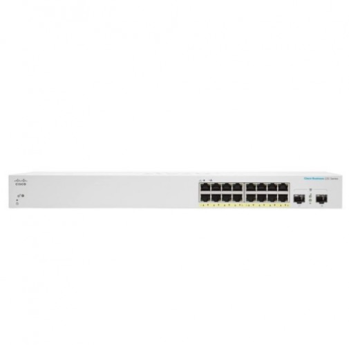 Switch Cisco CBS220-16P-2G Gestionado, L2, RJ-45 16, Gigabit Ethernet (10/100/1000), Blanco