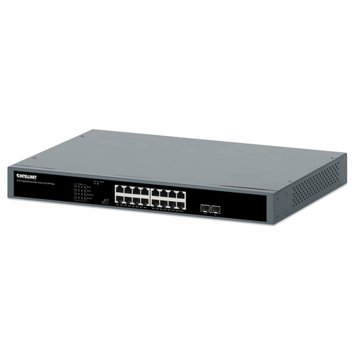 Switch Intellinet 561983 No administrado, RJ-45 16, Gigabit Ethernet (10/100/1000), 1U, Negro