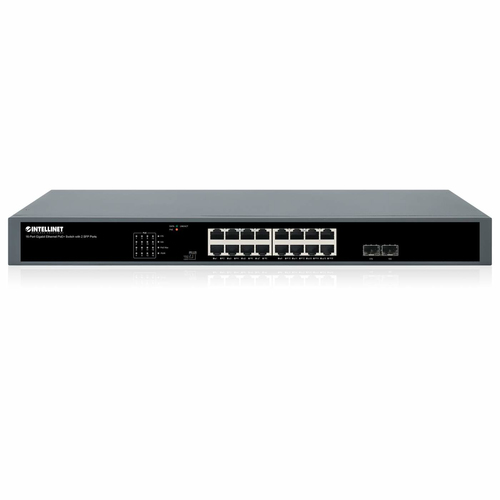 Miniatura 2 de Switch Intellinet 561983 No administrado, RJ-45 16, Gigabit Ethernet (10/100/1000), 1U, Negro