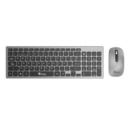 Miniatura 2 de Kit Teclado y Mouse Stylos STPKTM6G Inalámbrico, 1600 DPI, Plata