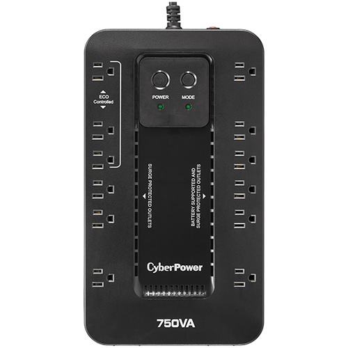 Miniatura 5 de No Break CyberPower EC750G 0.75 kVA / 450 W, 526 J, Entrada 140 V, Salida 120 V, 12 salidas AC, Negro