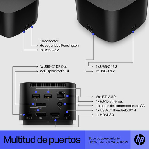 Miniatura 5 de Docking Station HP HP DOCKING  Thunderbolt de 120 W G4, Negro