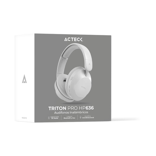 Miniatura 3 de Audífonos Acteck Triton Pro HP636 Diadema, Inalámbrico y alámbrico, 3.5 mm, USB, Bluetooth, Blanco