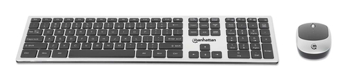 Miniatura 3 de Teclado Inalámbrico Manhattan Tamaño completo (100%), 10 m, Teclado numérico, Negro, Plata
