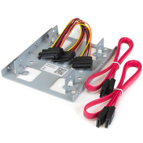 Bracket StarTech.com Bracket Adaptador Bandeja de Montaje 2 Unidades de Disco Duro HDD de 2.5" a Bahía de 3.5 Pulgadas, 8.89 cm (3.5"), Panel de transportación, Acero inoxidable, 2.5", Acero, REACH, CE, TAA