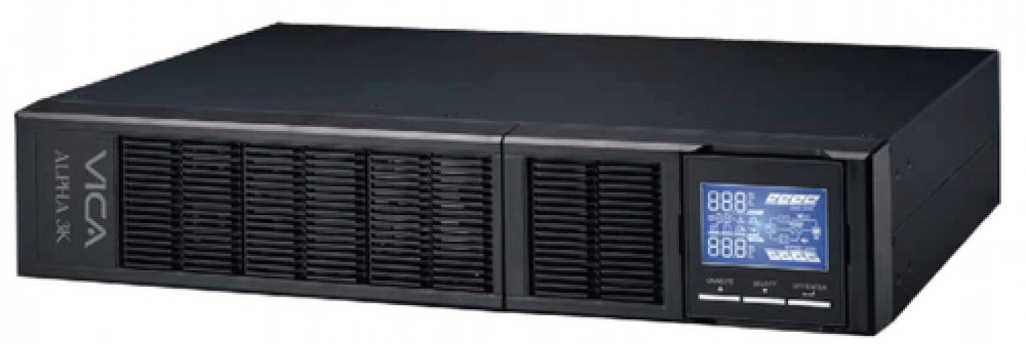 No Break Vica ALPHA 3K 3 kVA / 3000 W, Entrada 145 V, 8 salidas AC, Negro