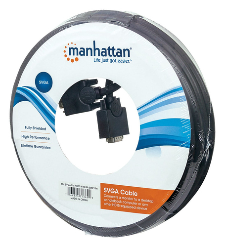 Miniatura 2 de Cable VGA Manhattan Cable para monitor SVGA 15 m, Macho, Macho, Negro