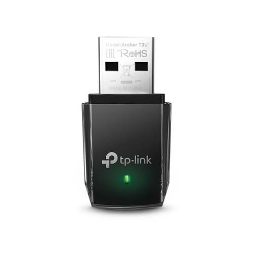 Tarjeta de red inalambrica TP-Link Archer T3U USB, Wi-Fi 5 (802.11ac), Negro