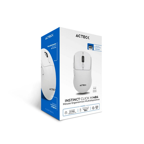 Miniatura 2 de Mouse Acteck AC-945653 Óptico, 5 Botones, 3200 DPI, RF inalámbrico + bluetooth, 10 m, Blanco