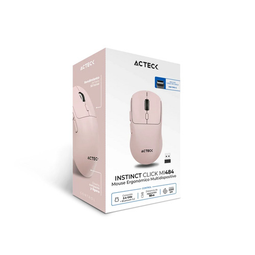 Miniatura 2 de Mouse Acteck AC-945677 Óptico, 5 Botones, 3200 DPI, RF inalámbrico + bluetooth, 10 m, Rosa