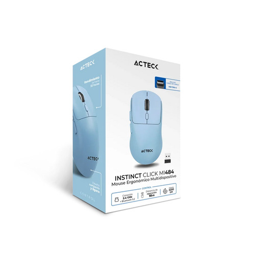 Miniatura 2 de Mouse Acteck AC-945660 Óptico, 5 Botones, 3200 DPI, RF inalámbrico + bluetooth, 10 m, Azul
